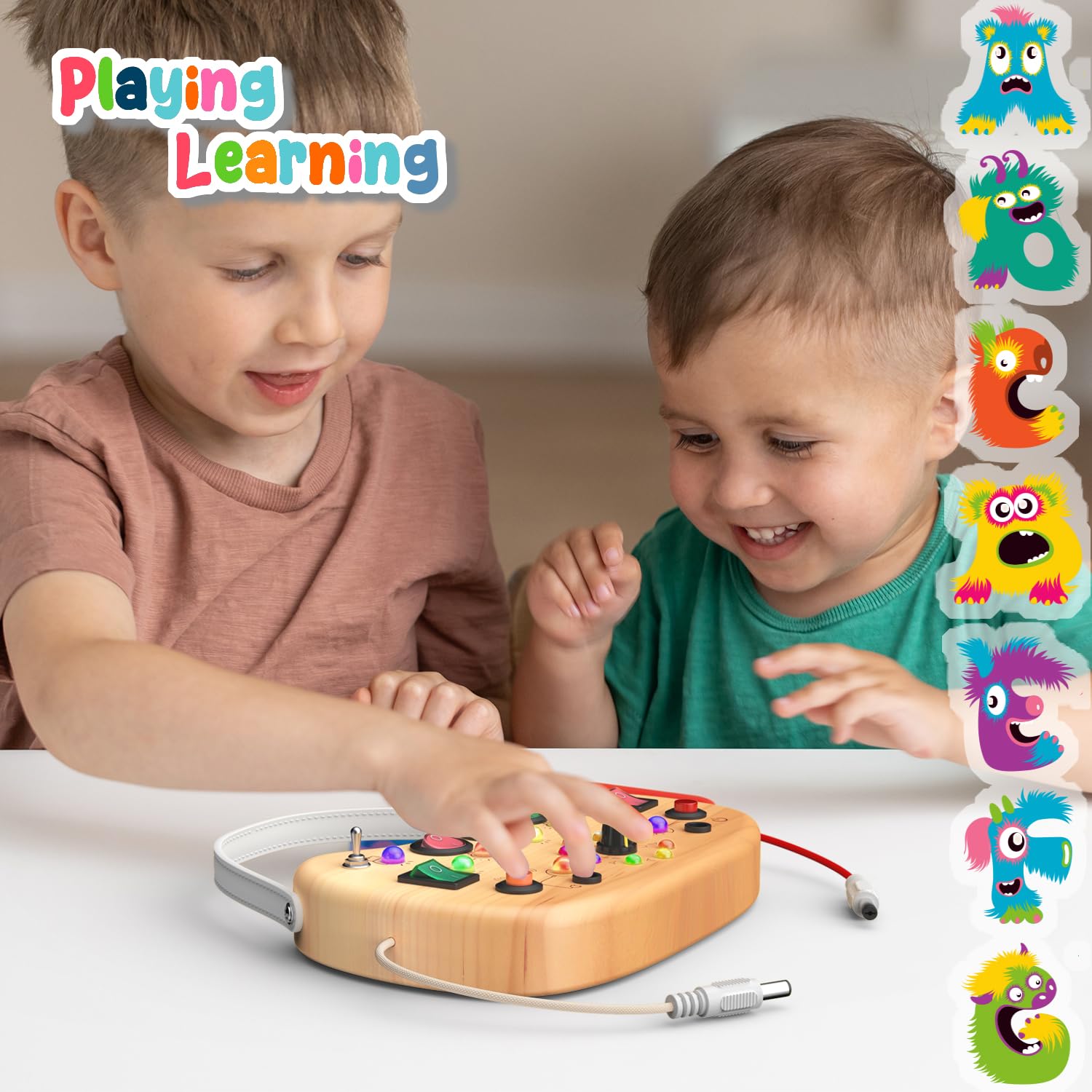 flycoost Flycoost Montessori Busy Board Sensory Toy for Toddlers with 17 LED Lights to Enhance Fine Motor Skills for Kids Aged 1-6 Years - View 4 of 6