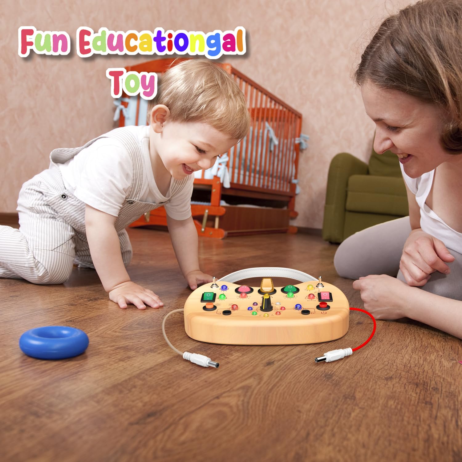 flycoost Flycoost Montessori Busy Board Sensory Toy for Toddlers with 17 LED Lights to Enhance Fine Motor Skills for Kids Aged 1-6 Years - View 5 of 6