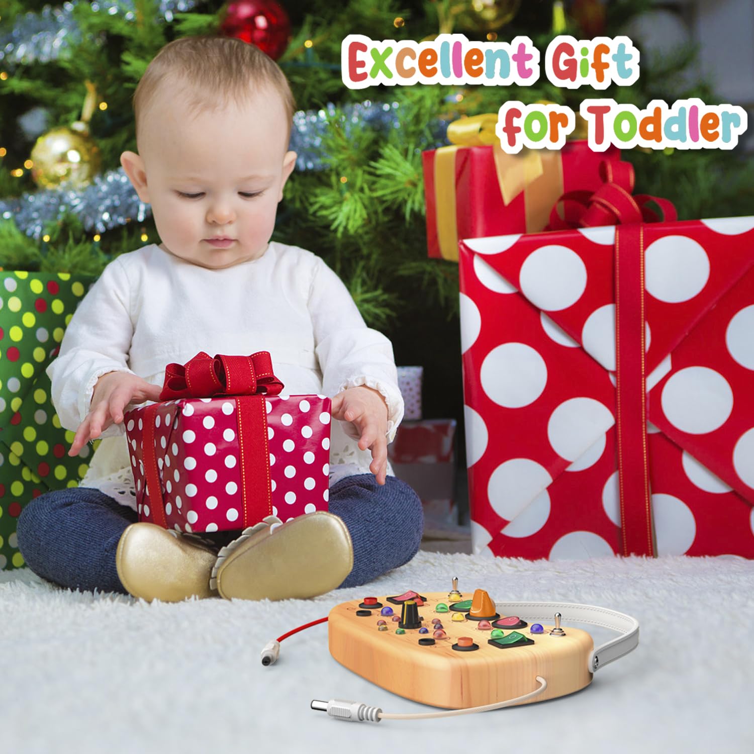 flycoost Flycoost Montessori Busy Board Sensory Toy for Toddlers with 17 LED Lights to Enhance Fine Motor Skills for Kids Aged 1-6 Years - View 6 of 6