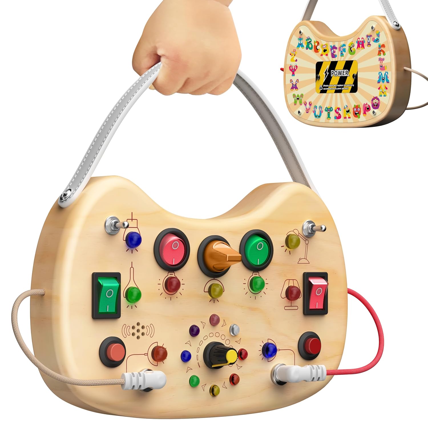 flycoost Flycoost Montessori Busy Board Sensory Toy for Toddlers with 17 LED Lights to Enhance Fine Motor Skills for Kids Aged 1-6 Years