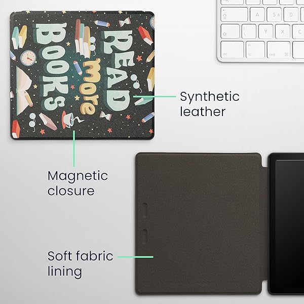 kwmobile kwmobile Kindle Oasis 10th Gen Case - Stylish eReader Cover in Blue, Yellow & Green for Enhanced Reading Experience - View 7 of 10