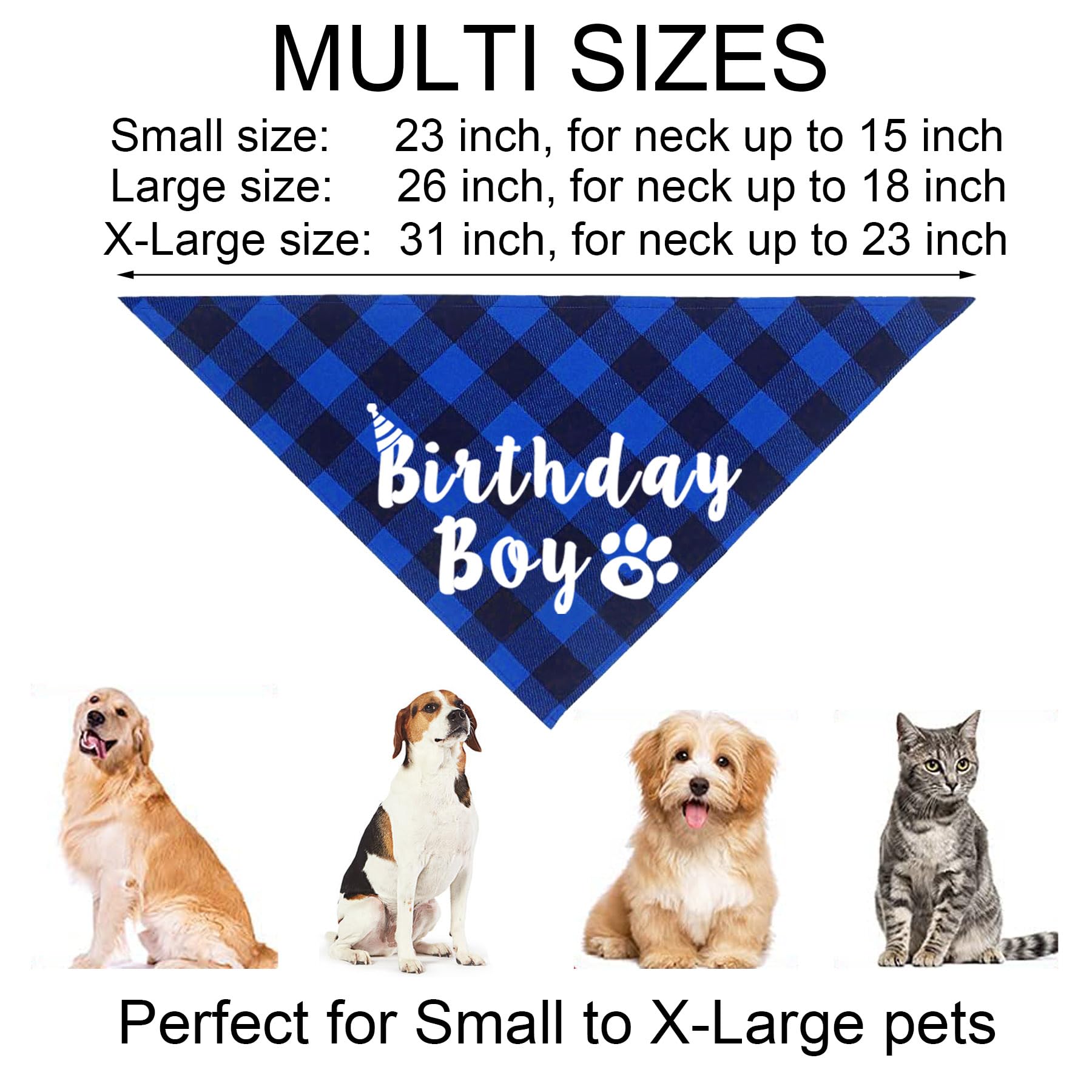 JOTFA JOTFA Dog Birthday Bandana and Hat Set with Bow Tie and Its My Bday Sign Banner for Small Dogs in Blue - View 4 of 7