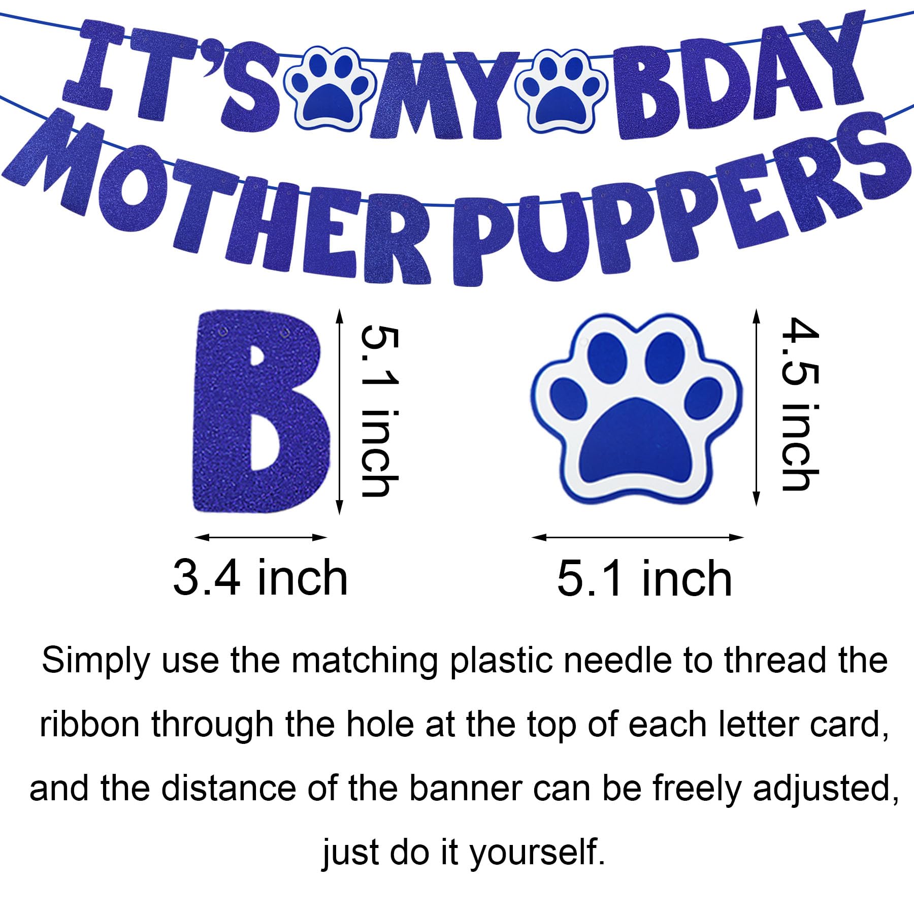 JOTFA JOTFA Dog Birthday Bandana and Hat Set with Bow Tie and Its My Bday Sign Banner for Small Dogs in Blue - View 6 of 7