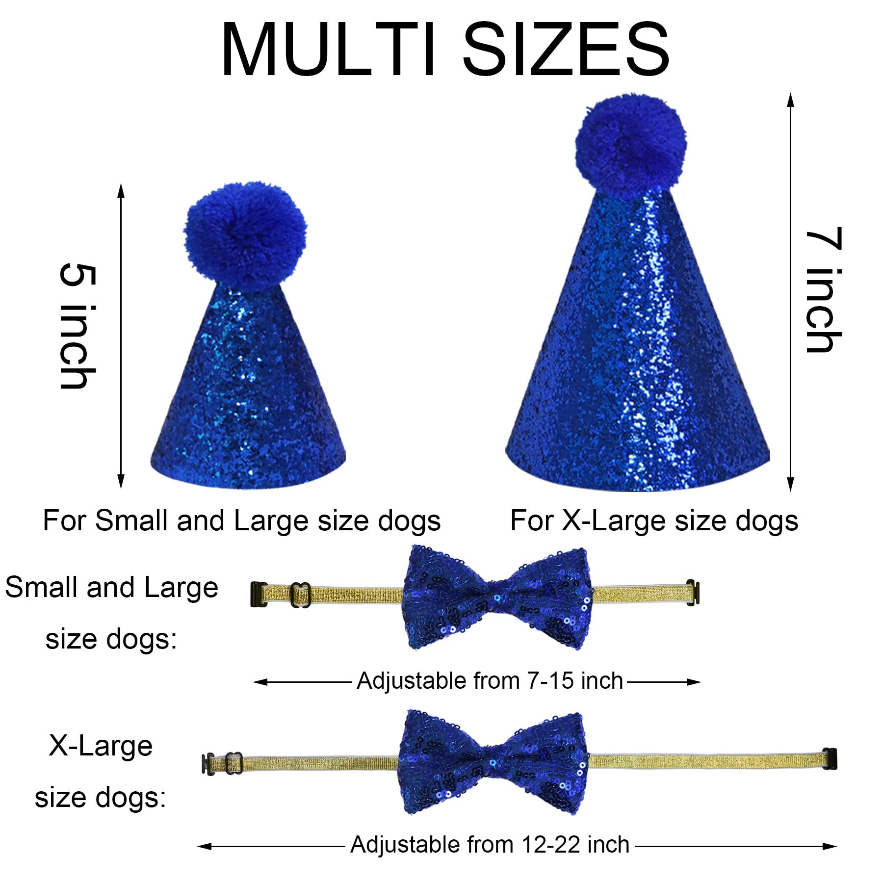 JOTFA JOTFA Dog Birthday Party Supplies Bandana Hat Bow Tie Banner for Large Dogs Blue X-Large - View 5 of 7