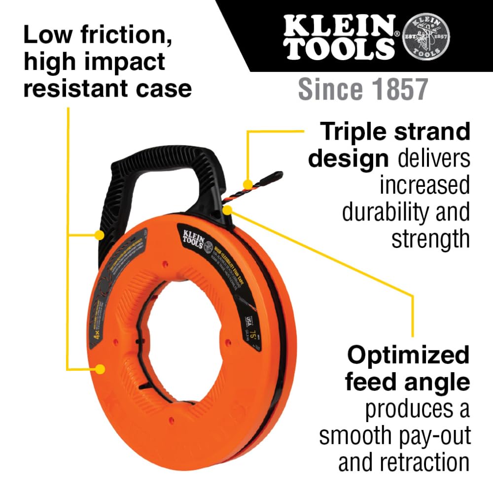 KLEIN TOOLS Klein Tools 50375 75 Foot Fish Tape Hi Flex Polyester Electrical Wire Pulling Solution for Flexibility and Strength - View 2 of 8