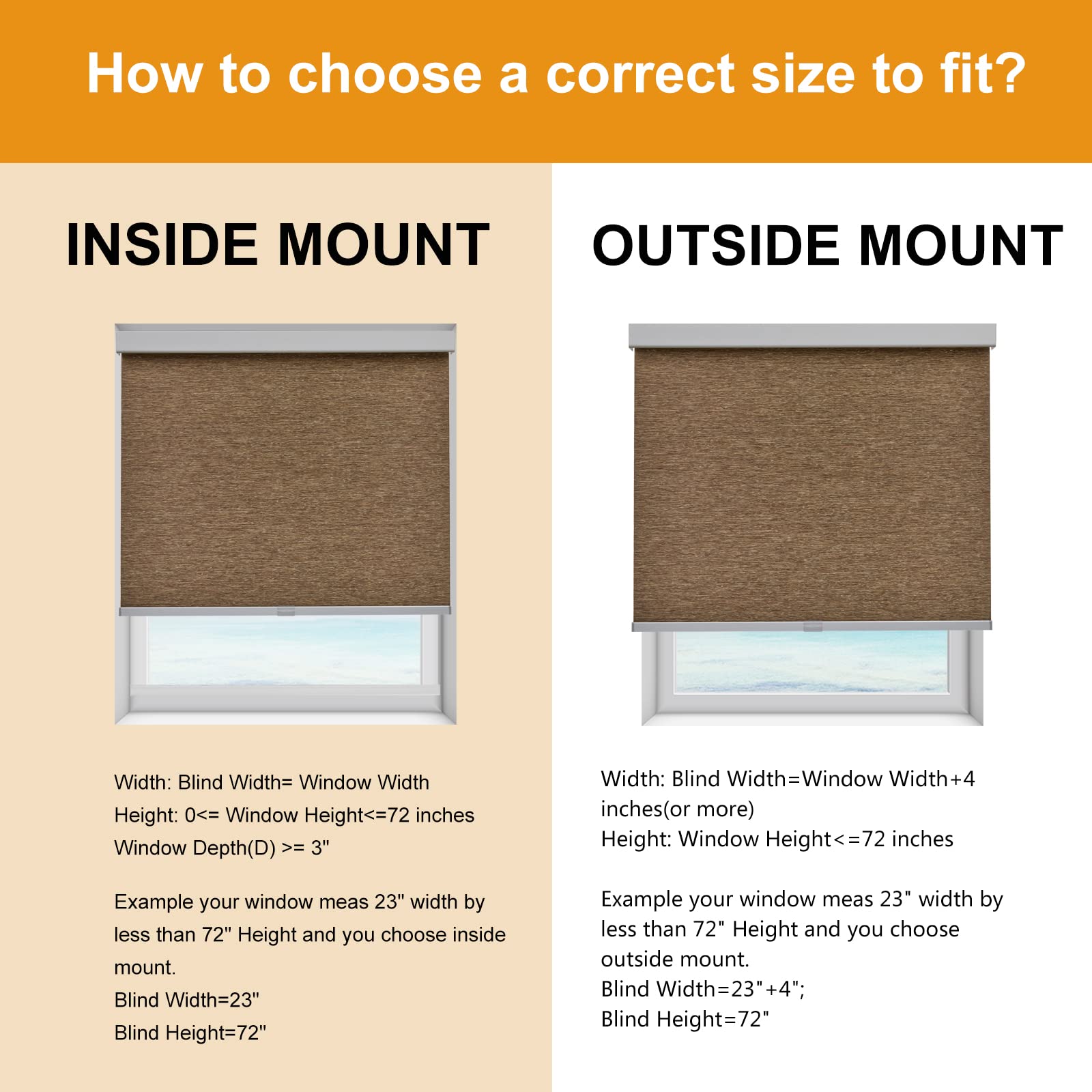 Persilux Persilux Cordless Light Filtering Roller Shades 70" W x 72" H Brown Natural Woven UV Protection for Home Office Privacy - View 7 of 7