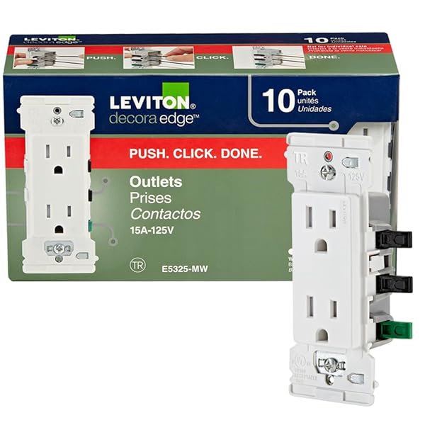 Leviton Leviton E5325-MW Decora Edge 15 Amp Tamper-Resistant Duplex Outlets - 10-Pack, White | Durable & Safe Electrical Solutions