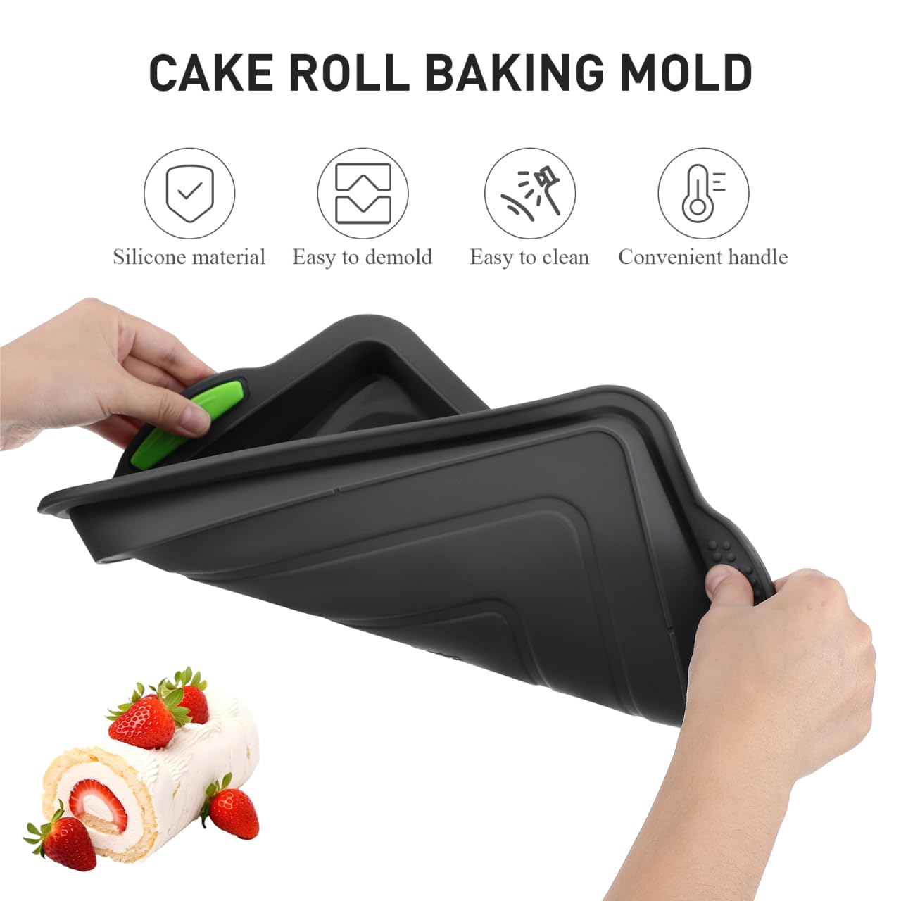 Hemoton Hemoton Nonstick Silicone Baking Sheet Tray Pan for Cookies and Cakes with Silicone Handle Ideal for Oven Use - View 4 of 9