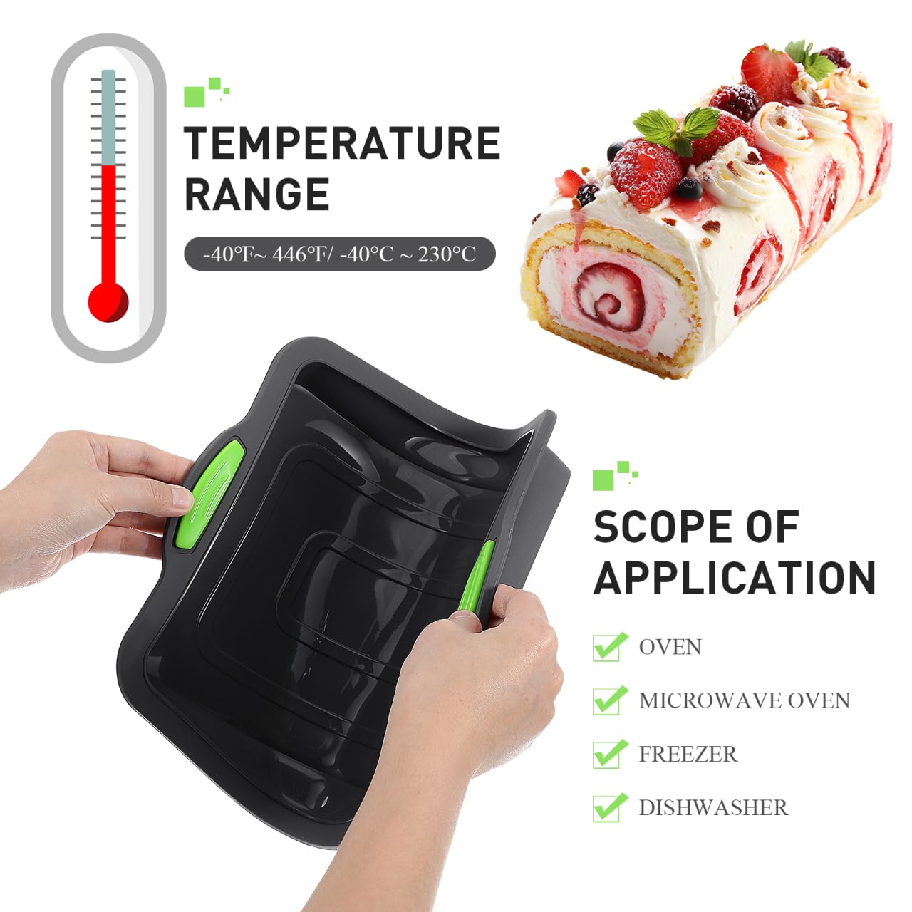 Hemoton Hemoton Nonstick Silicone Baking Sheet Tray Pan for Cookies and Cakes with Silicone Handle Ideal for Oven Use - View 5 of 9