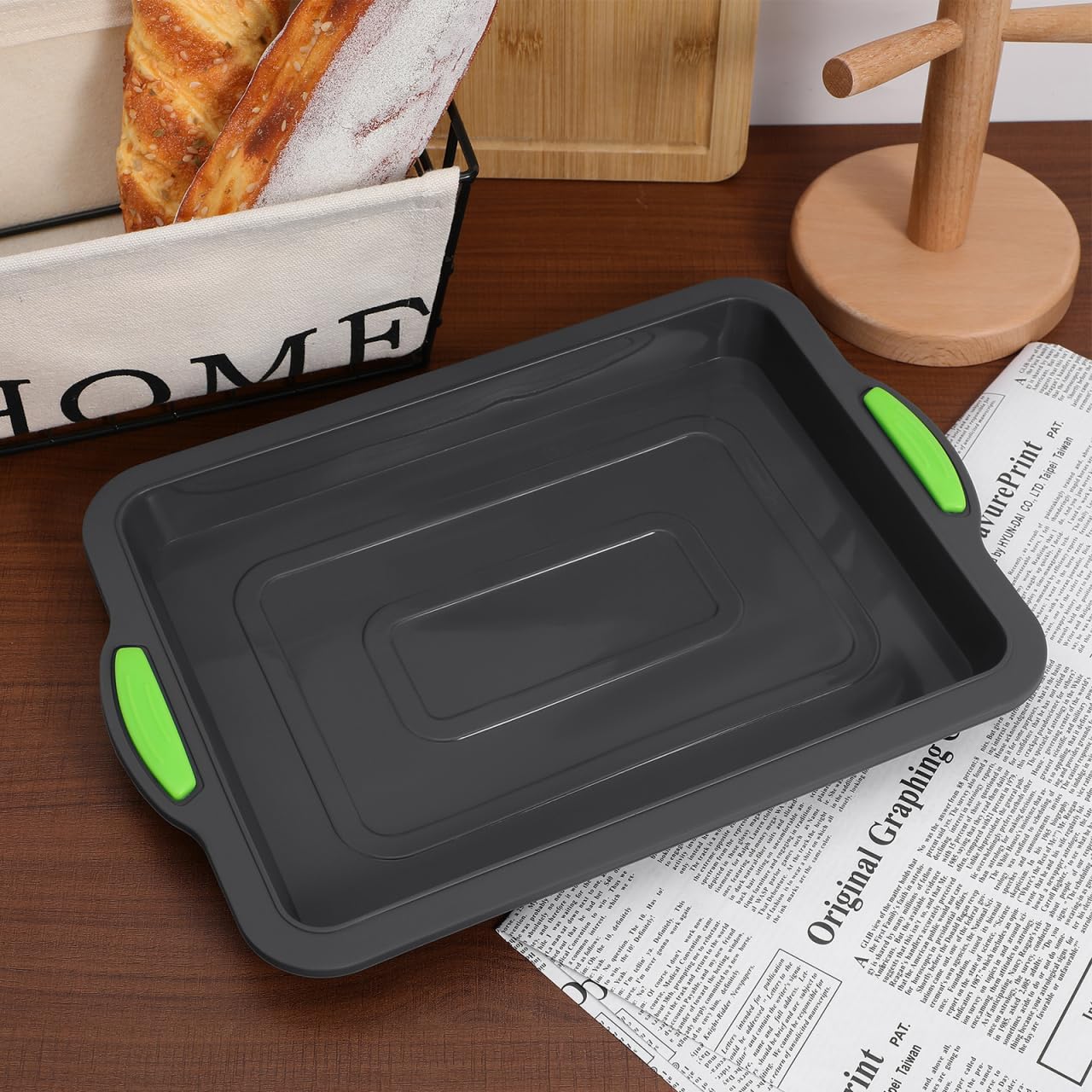 Hemoton Hemoton Nonstick Silicone Baking Sheet Tray Pan for Cookies and Cakes with Silicone Handle Ideal for Oven Use - View 8 of 9