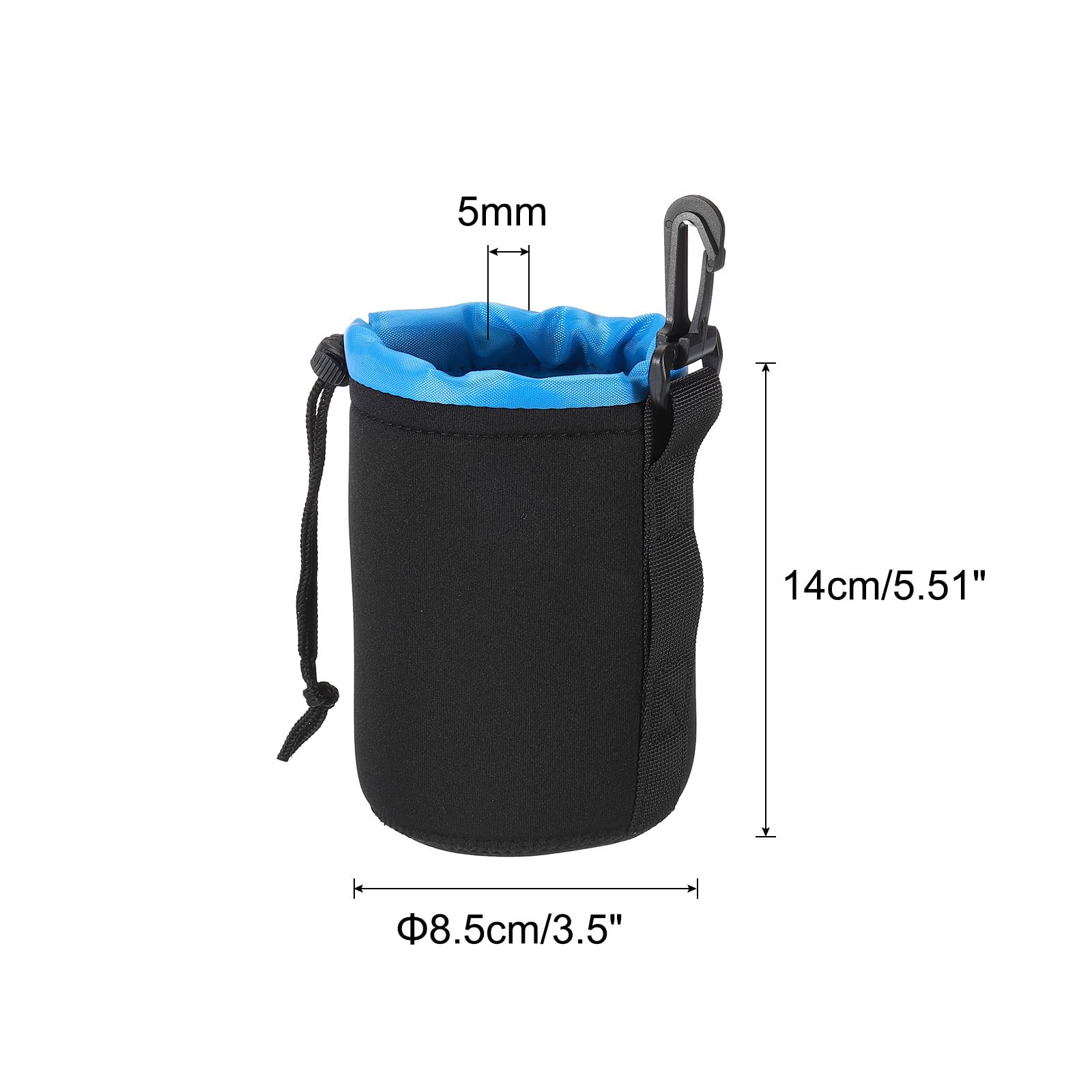 PATIKIL PATIKIL Camera Lens Bag Neoprene Drawstring Pouch for DSLR Lens and Coffee Cups 3.3 ID x 5.5 H Black Blue Protective Case - View 2 of 7