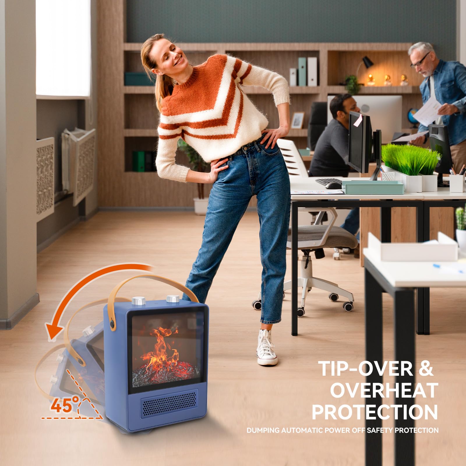 TEMPWARE Electric Fireplace Heater (1500W Portable Space Heater, Fireplace With Realistic 3D Flame Effect & Overheating Safety Protection) - View 3 of 7