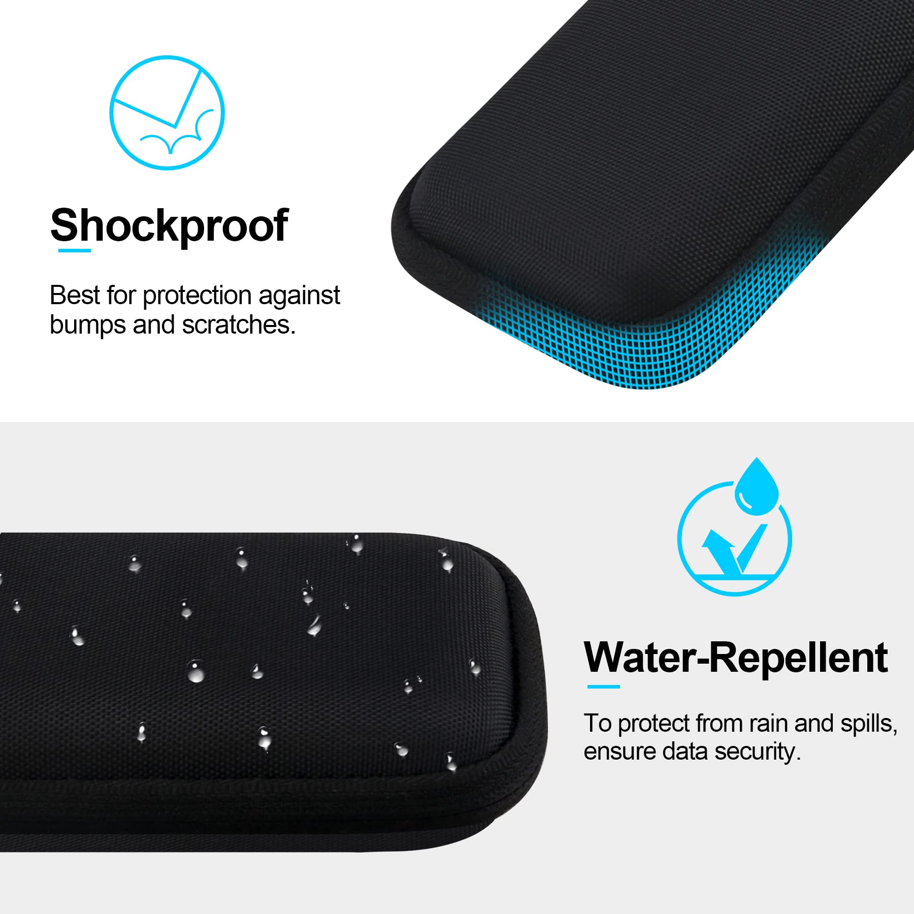 Lacdo Hard Drive Carrying Case for SanDisk PRO-G40 SSD 1TB 2TB 4TB USB-C Shockproof Water Repellent Travel Bag Black Gray - View 2 of 7