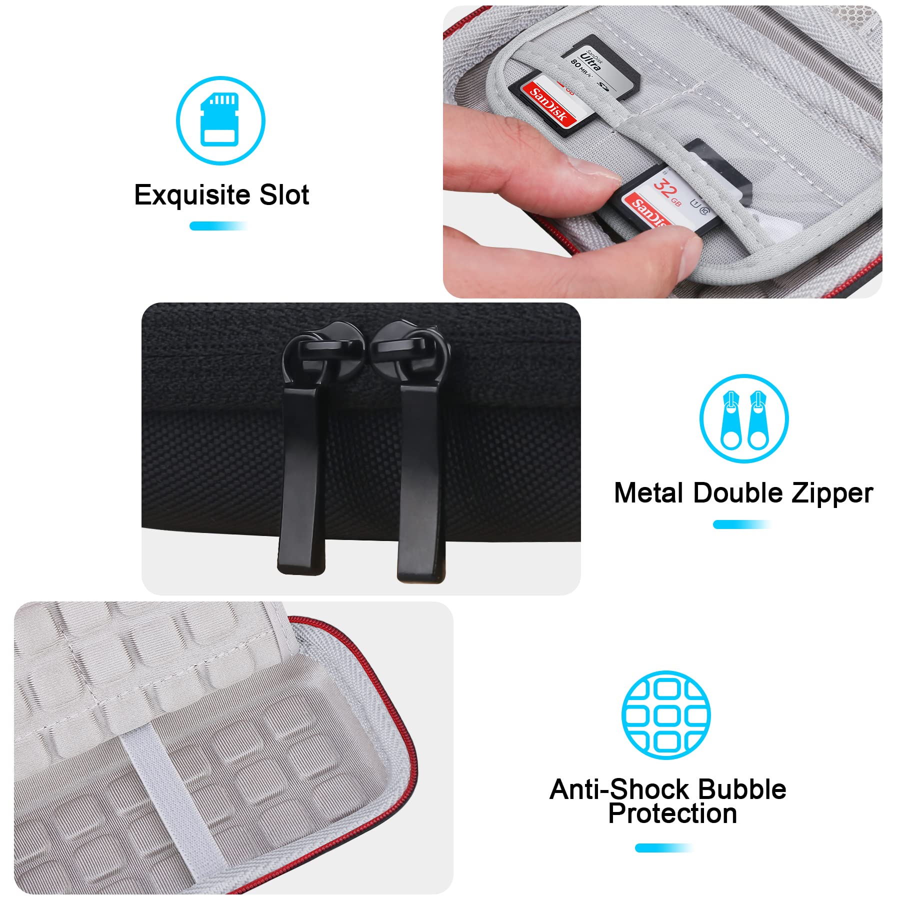 Lacdo Hard Drive Carrying Case for SanDisk PRO-G40 SSD 1TB 2TB 4TB USB-C Shockproof Water Repellent Travel Bag Black Gray - View 3 of 7