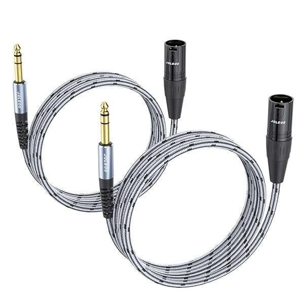 JOLGOO JOLGOO 1/4 Inch TRS to XLR Male Cable - 6.6ft Balanced Microphone Cable, 2 Pack for Clear Audio