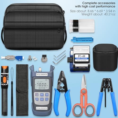 BAOSHLA BAOSHLA Fiber Termination Kit 11 in 1 FTTH Cold Connection Tool with Visual Fault Locator Optical Power Meter Cleaver Stripper Pliers Adapter - View 9 of 9