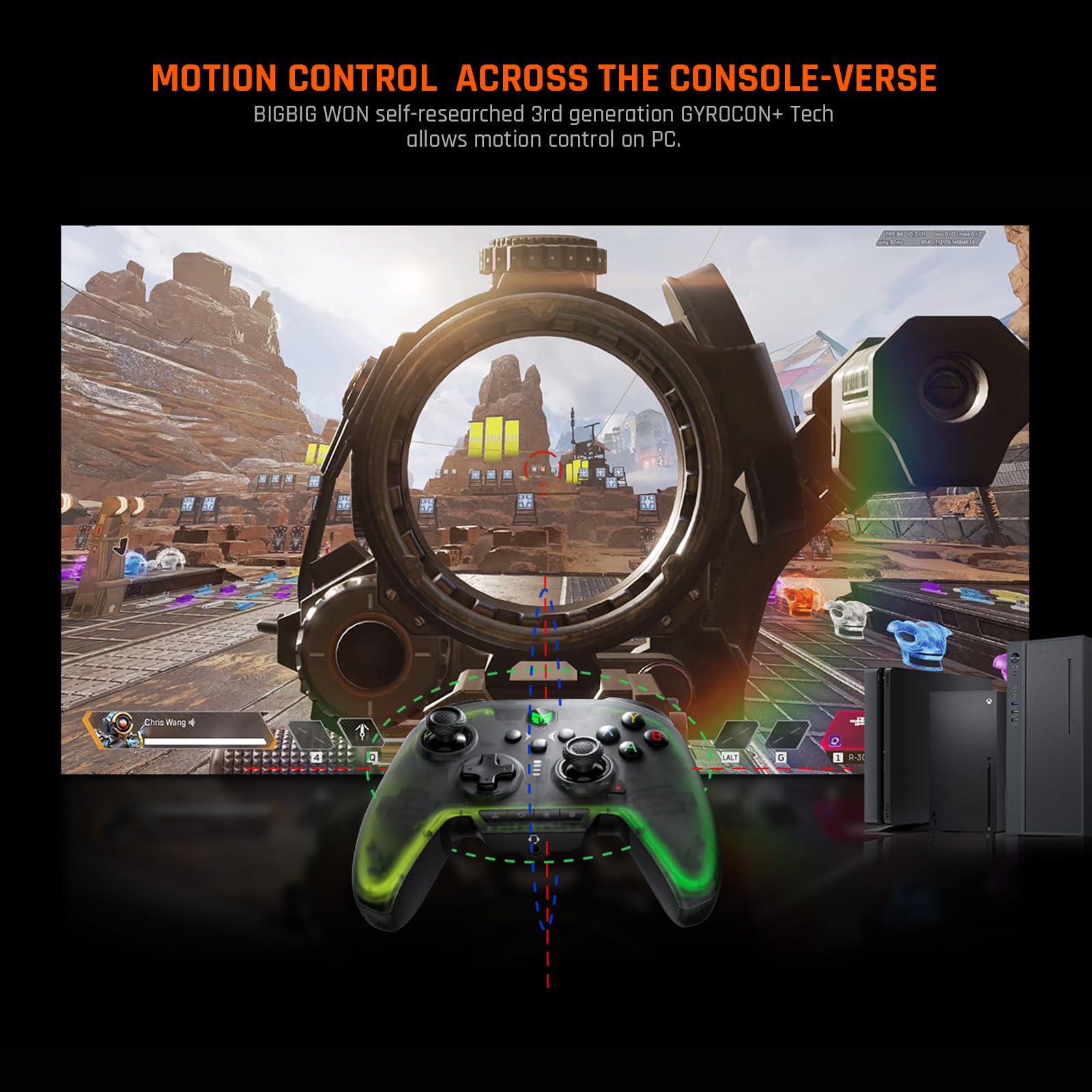 BIGBIG WON Gaming Controller Rainbow 2 Pro with Charging Dock for Switch PC iOS Android 6 Axis Gyro Game Controller - View 3 of 8