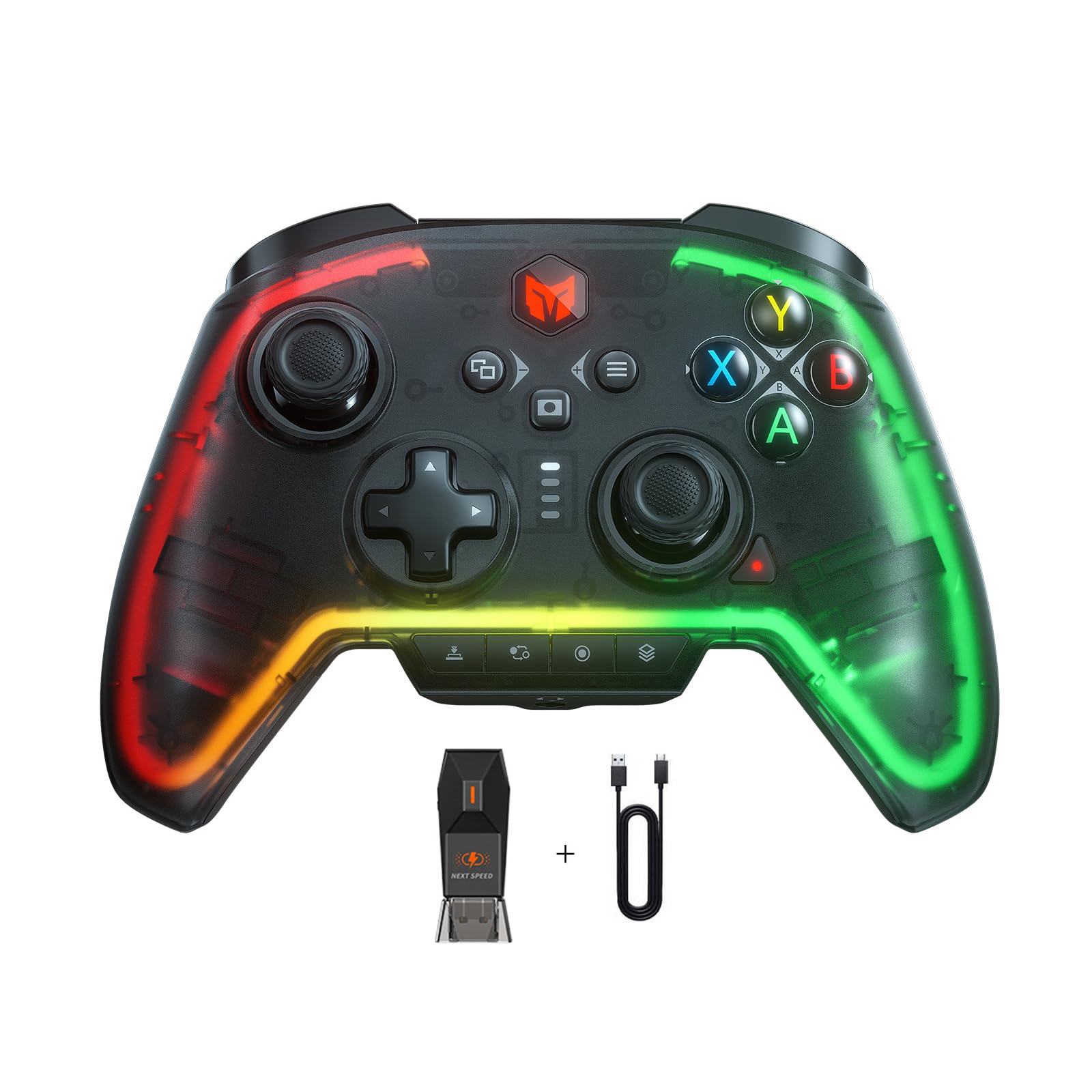 BIGBIG WON Gaming Controller Rainbow 2 Pro with Charging Dock for Switch PC iOS Android 6 Axis Gyro Game Controller