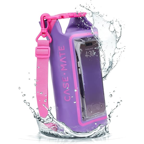 Case-Mate Purple Paradise Mini Waterproof Bucket Bag | IP68 Roll Top Dry Bag for Phones | Ideal for Swimming, Kayaking & Travel