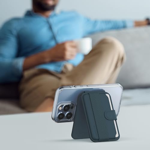 Sinjimoru Sinjimoru Magnetic Wallet for iPhone: Adjustable Stand & M-Pull Tab - Compatible with MagSafe, Brown Color - View 4 of 9