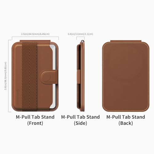 Sinjimoru Sinjimoru Magnetic Wallet for iPhone: Adjustable Stand & M-Pull Tab - Compatible with MagSafe, Brown Color - View 8 of 9