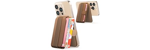 Sinjimoru Sinjimoru Magnetic Wallet for iPhone: Adjustable Stand & M-Pull Tab - Compatible with MagSafe, Brown Color - View 3 of 9