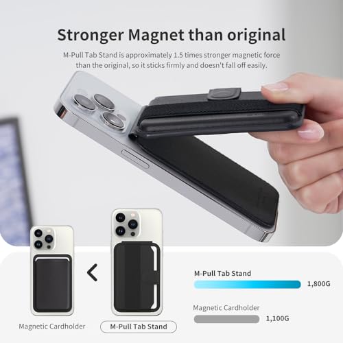 Sinjimoru Sinjimoru Magnetic Wallet for iPhone: Adjustable Stand & M-Pull Tab, Compatible with MagSafe - Black - View 5 of 9