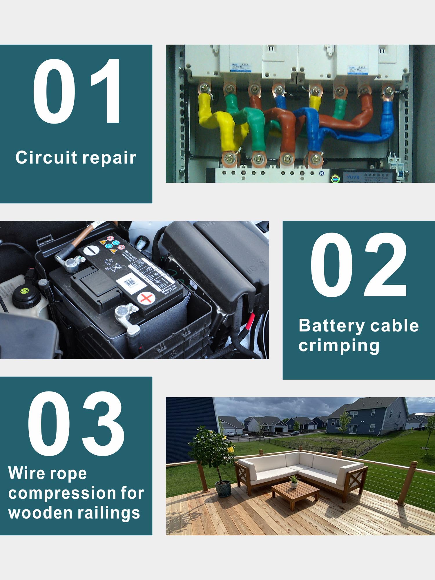 AMZCNC AMZCNC Hydraulic Crimping Tool with 9 American Standard Dies and Tool Kit for 12AWG to 2/0AWG Applications - View 5 of 6