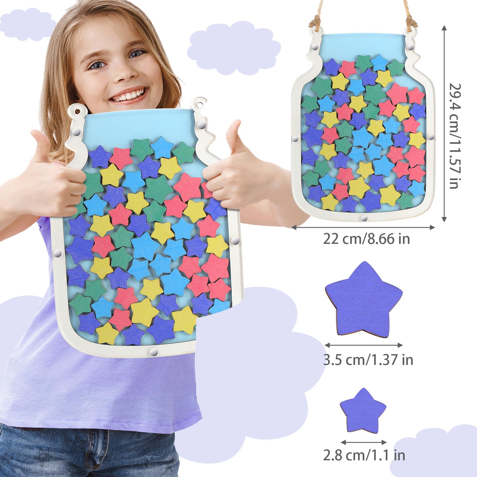 Zhanmai Zhanmai Classroom Reward Jars for Kids Potty Chart Management Tools Incentive System for Boys and Girls Star Blue 11.57 x 8.66 Inches - View 2 of 6