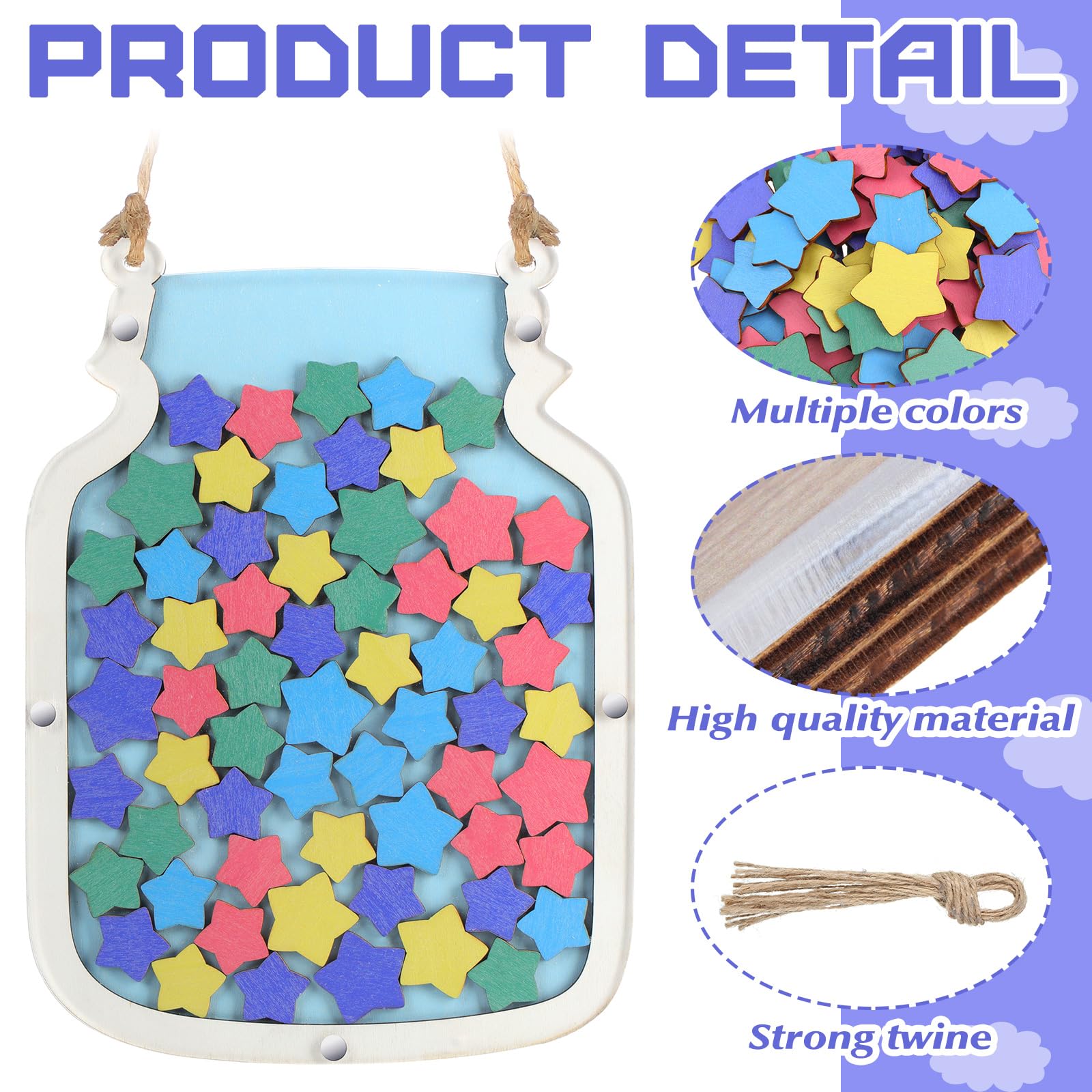 Zhanmai Zhanmai Classroom Reward Jars for Kids Potty Chart Management Tools Incentive System for Boys and Girls Star Blue 11.57 x 8.66 Inches - View 3 of 6