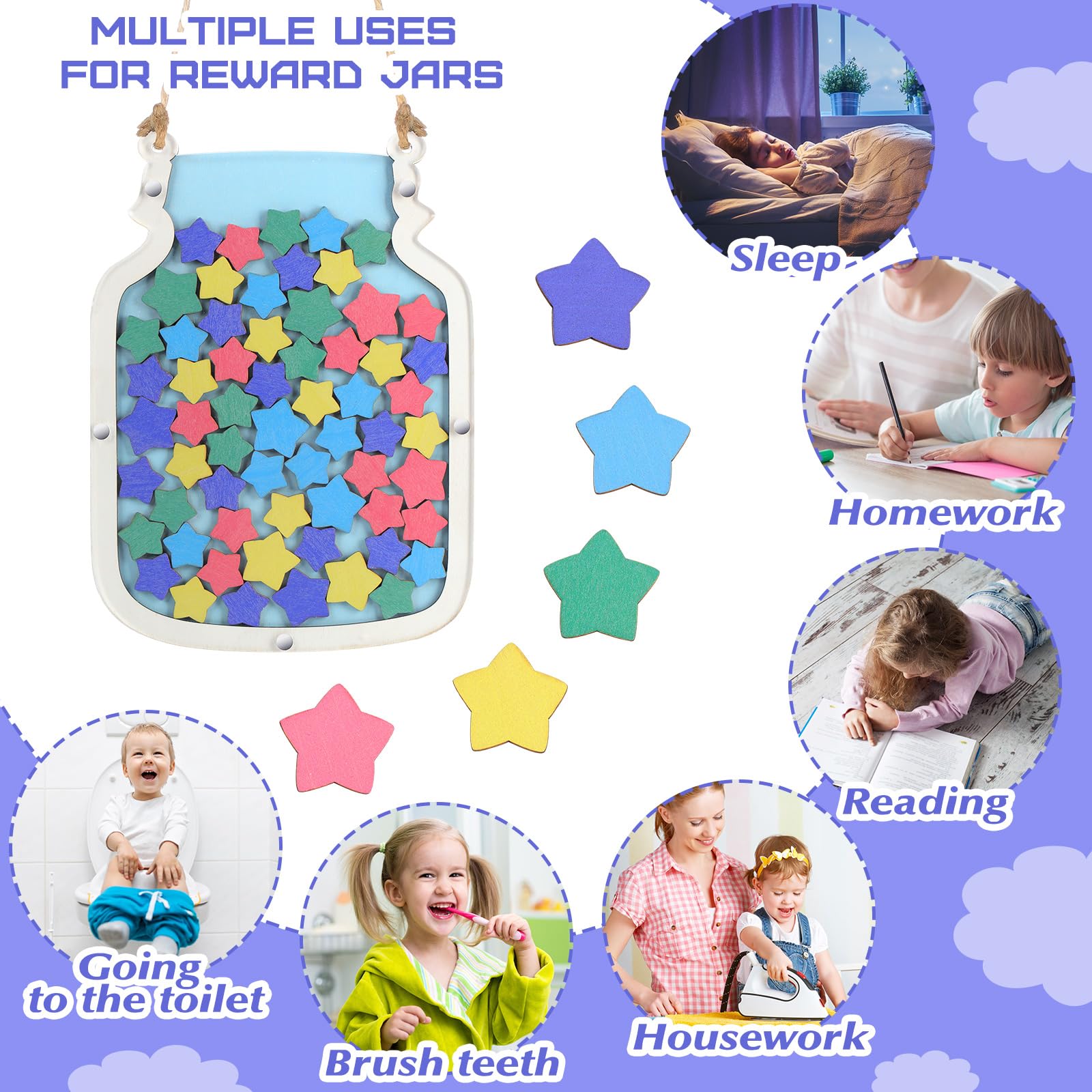 Zhanmai Zhanmai Classroom Reward Jars for Kids Potty Chart Management Tools Incentive System for Boys and Girls Star Blue 11.57 x 8.66 Inches - View 4 of 6