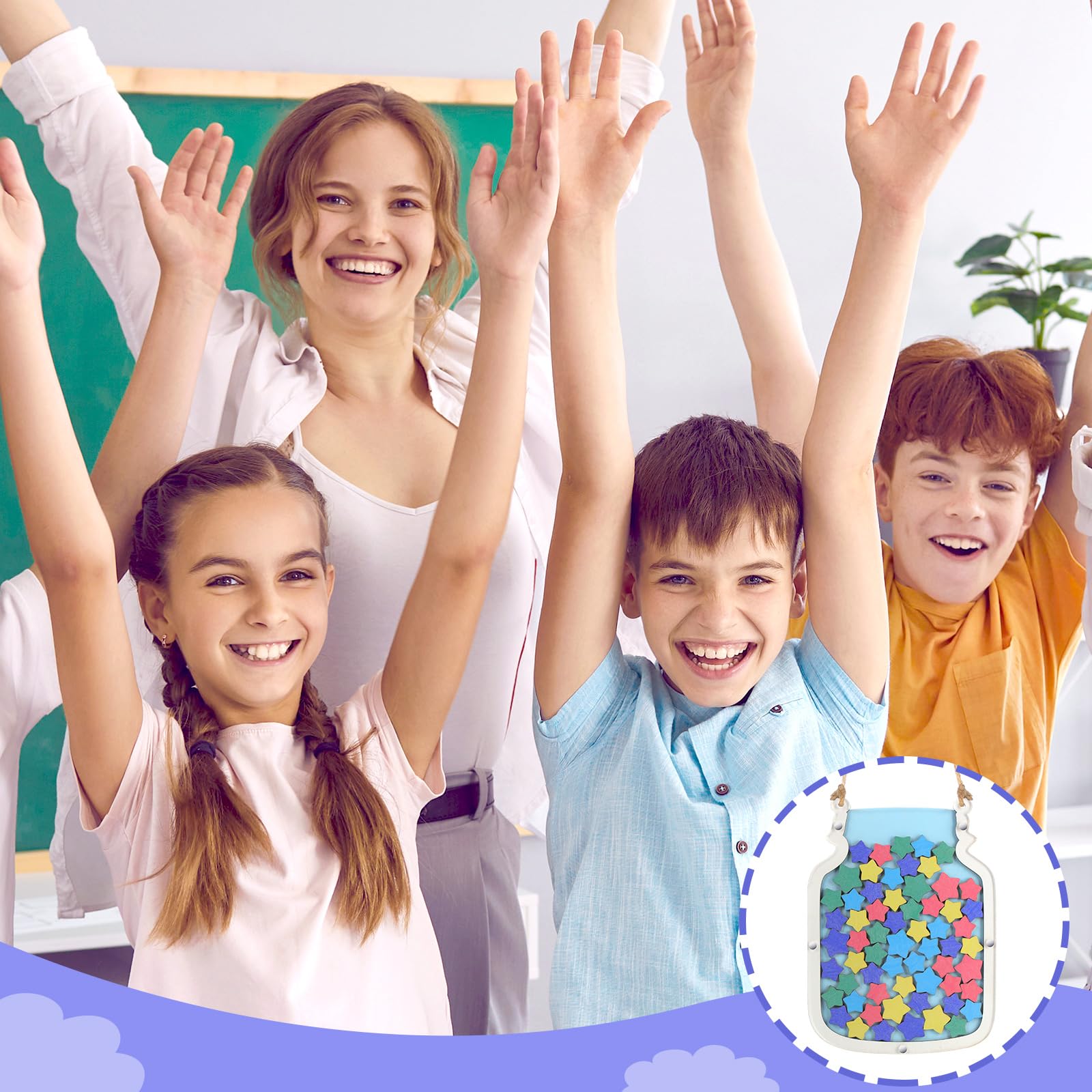 Zhanmai Zhanmai Classroom Reward Jars for Kids Potty Chart Management Tools Incentive System for Boys and Girls Star Blue 11.57 x 8.66 Inches - View 5 of 6