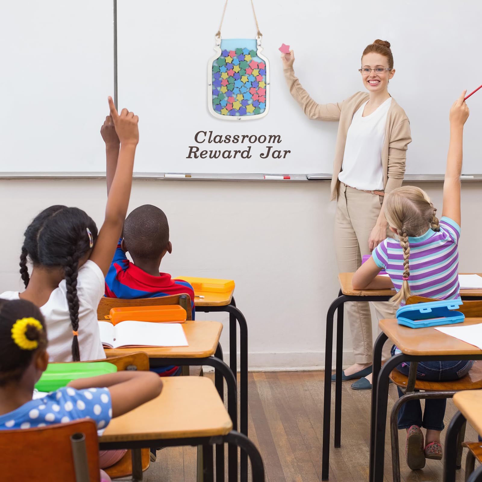 Zhanmai Zhanmai Classroom Reward Jars for Kids Potty Chart Management Tools Incentive System for Boys and Girls Star Blue 11.57 x 8.66 Inches - View 6 of 6