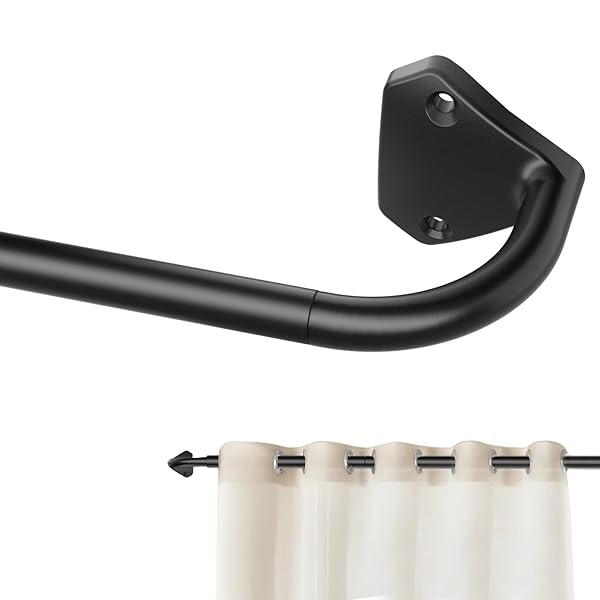 GXOACKJ GXOACKJ Black Curtain Rods 48 to 84 inch Adjustable Wrap Around Blackout Rods for Bedroom and Outdoor Use