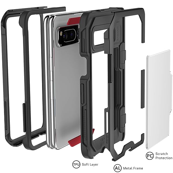 Ghostek Ghostek ATOMIC Slim Clear Case for Google Pixel Fold with Aluminum Bumper Heavy Duty Shockproof Protection Designed for 2023 Model Black - View 7 of 10