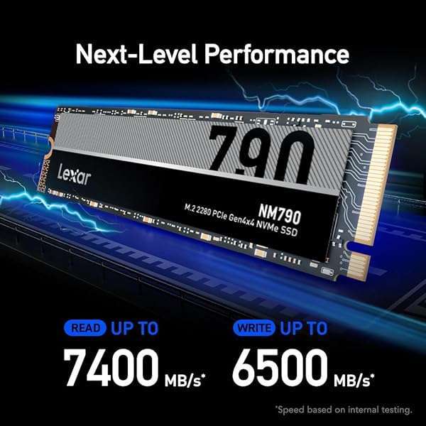 Lexar Lexar 1TB NM790 SSD: Fast PCIe Gen4 NVMe M.2 Drive for PS5 & Creators - 7400 MB/s Read/Write Speed - View 3 of 9