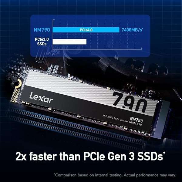 Lexar Lexar 1TB NM790 SSD: Fast PCIe Gen4 NVMe M.2 Drive for PS5 & Creators - 7400 MB/s Read/Write Speed - View 4 of 9