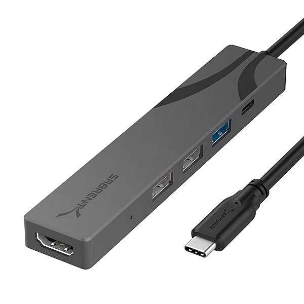 SABRENT Multi-Port USB-C Hub: 4K@60Hz HDMI, 3 USB-A Ports, 90W Power Delivery - Aluminum Hub [HB-SHPU]