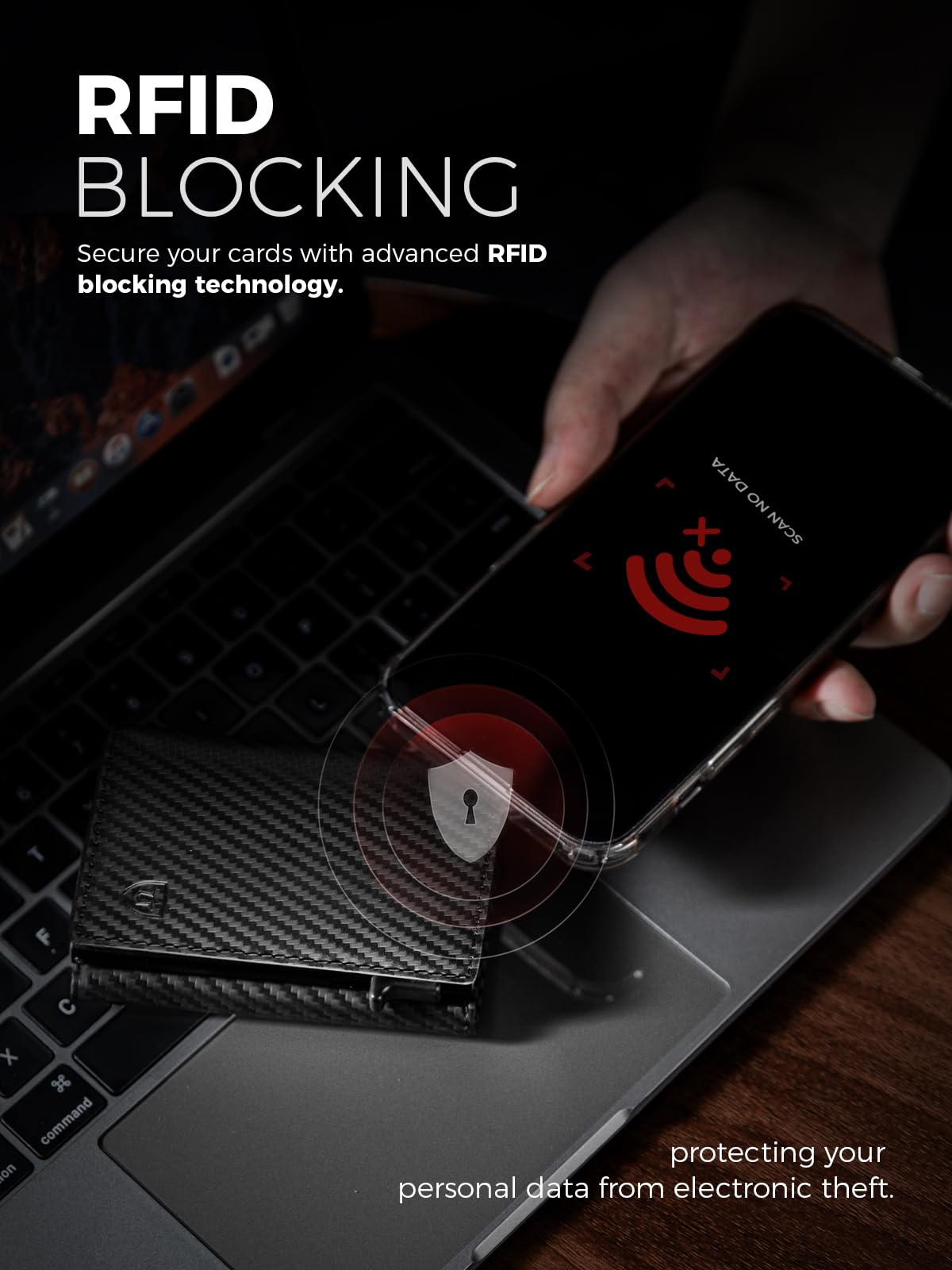 Mens AirTag Wallet Slim Carbon Fiber RFID Blocking Minimalist Front Pocket Wallet for Apple AirTag Holds 12 Cards Modern Gift - View 6 of 8