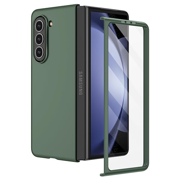 Ruky Ruky Galaxy Z Fold 5 Case with Screen Protector Full Body Hard PC Ultra Thin Shockproof Cover Midnight Green