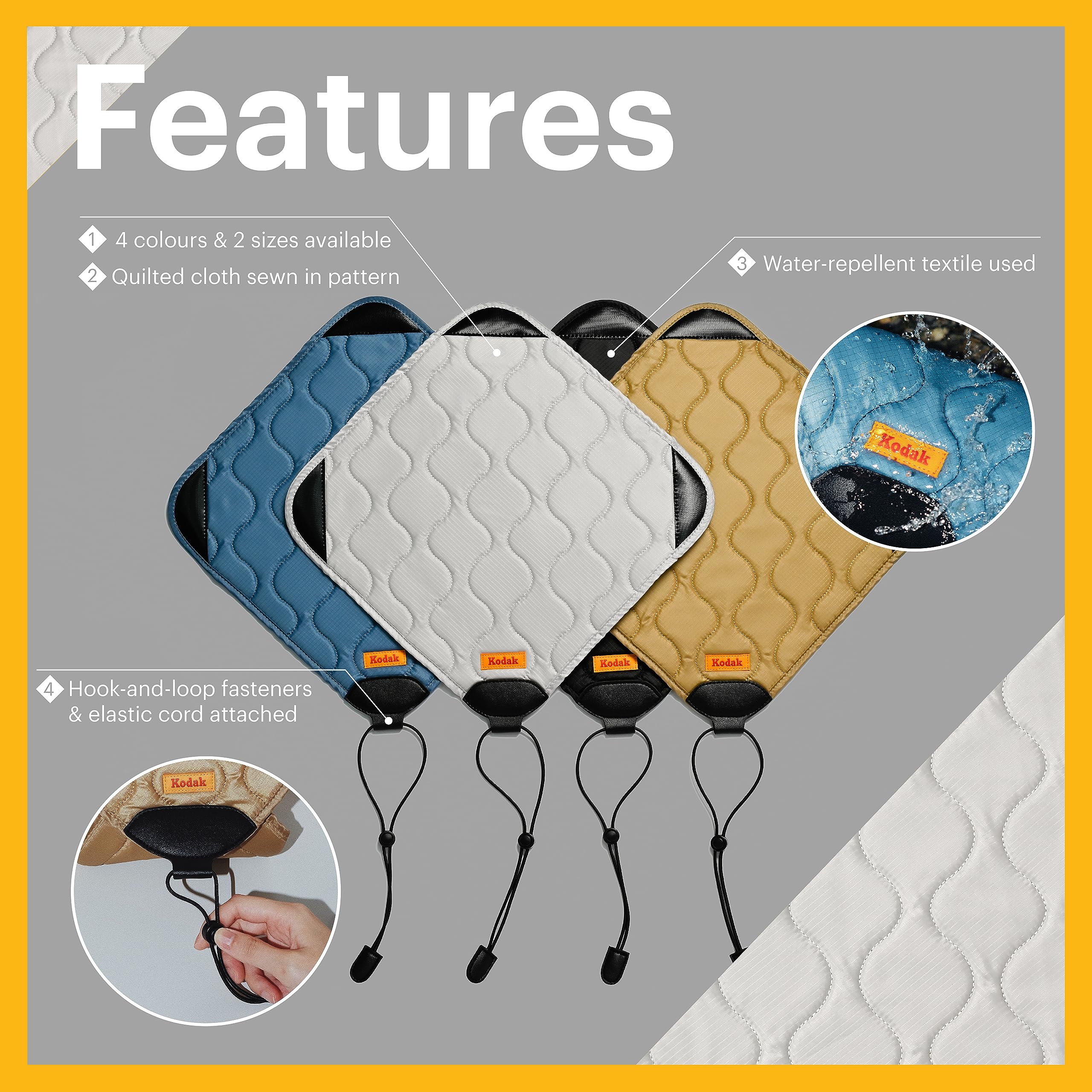 KODAK KODAK Camera Wrap Size M 31x31cm Water Resistant Anti Scratching Dust Free Cloth for Mirrorless Compact Camera Prime Lens Khaki - View 6 of 8