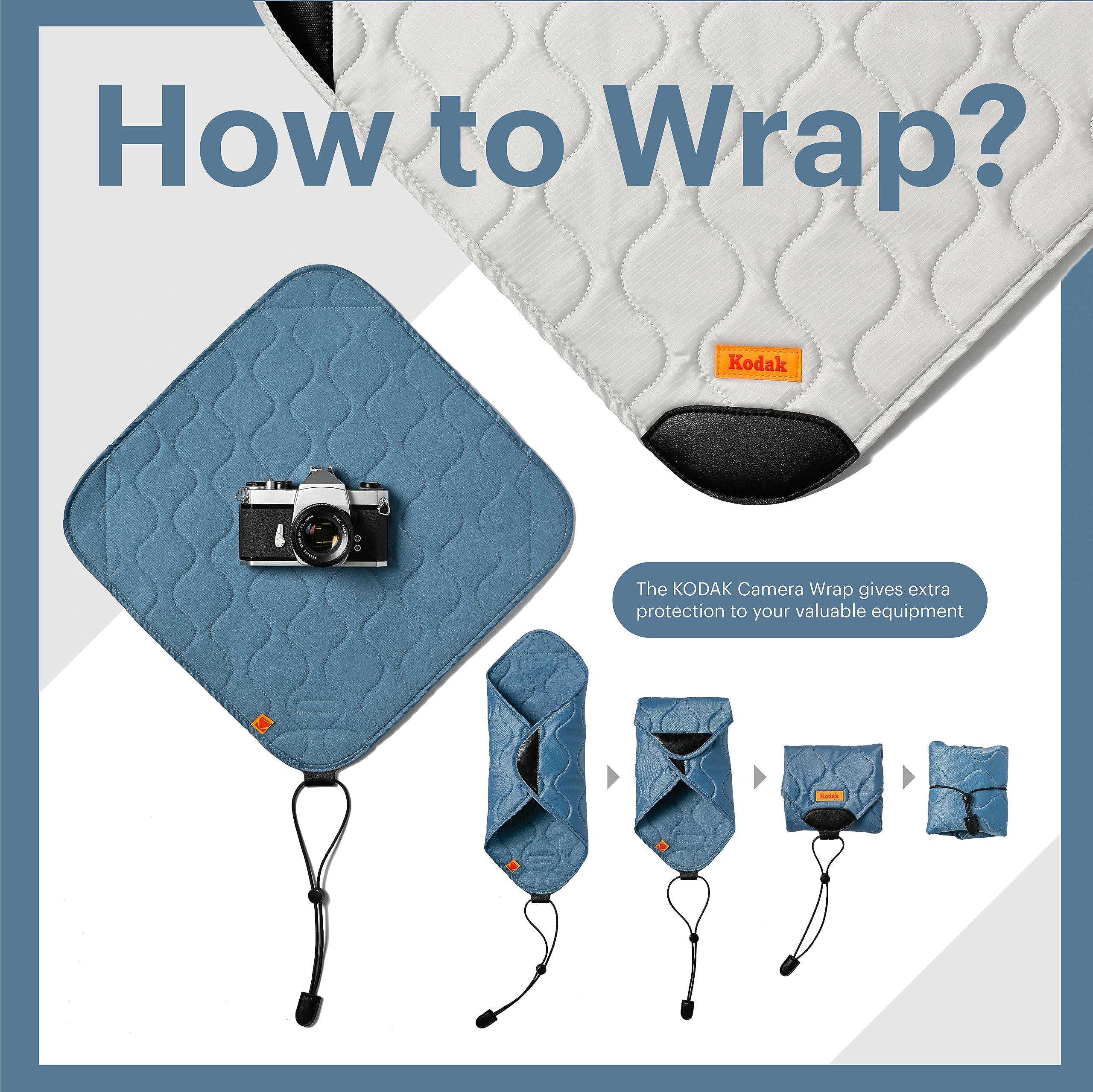 KODAK KODAK Camera Wrap Size M 31x31cm Water Resistant Anti Scratching Dust Free Cloth for Mirrorless Compact Camera Prime Lens Khaki - View 7 of 8