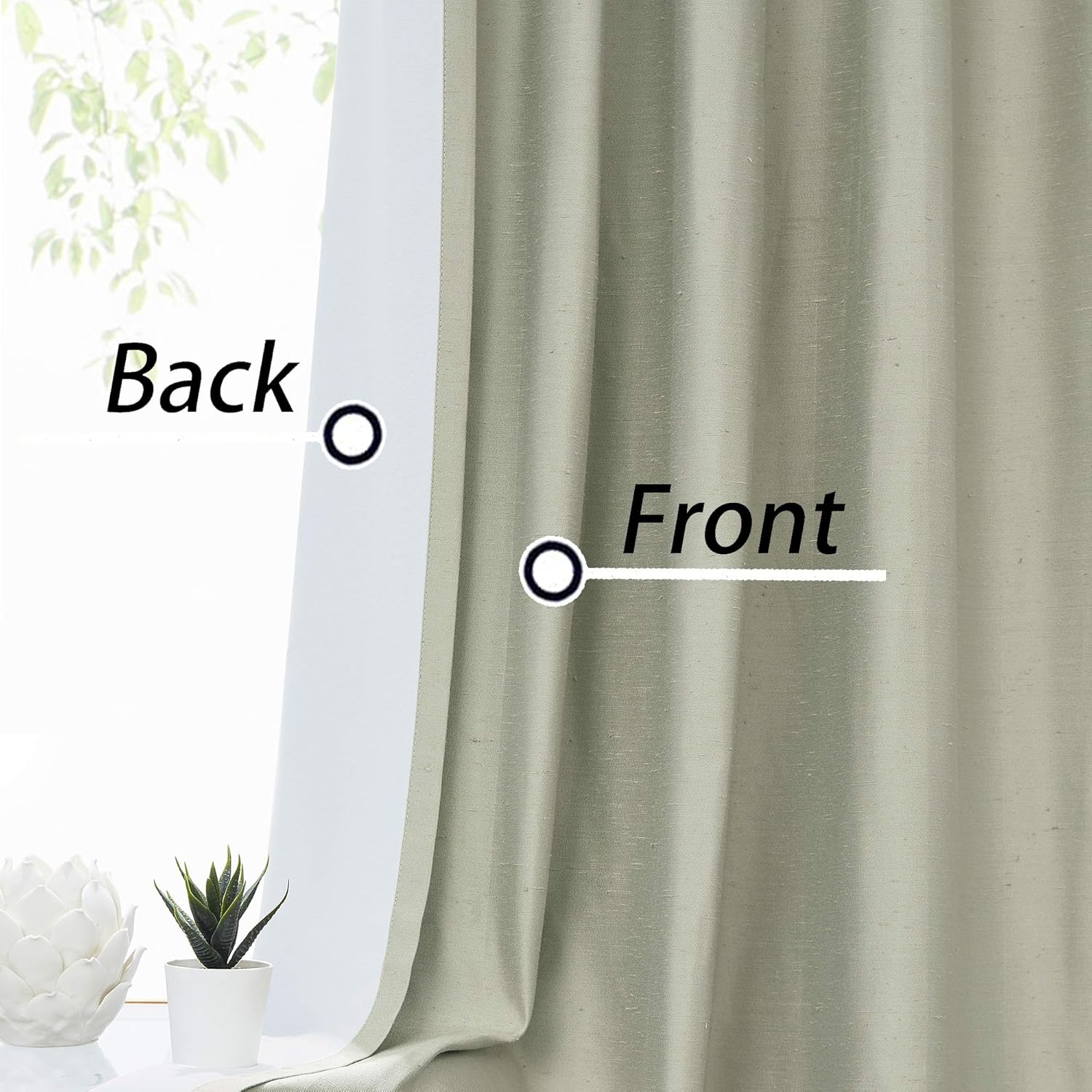 Central Park Central Park Sage Pinch Pleat Blackout Curtain Energy Efficient Luxury Silk Panels 40x95 2 Panels Sage Green - View 4 of 9