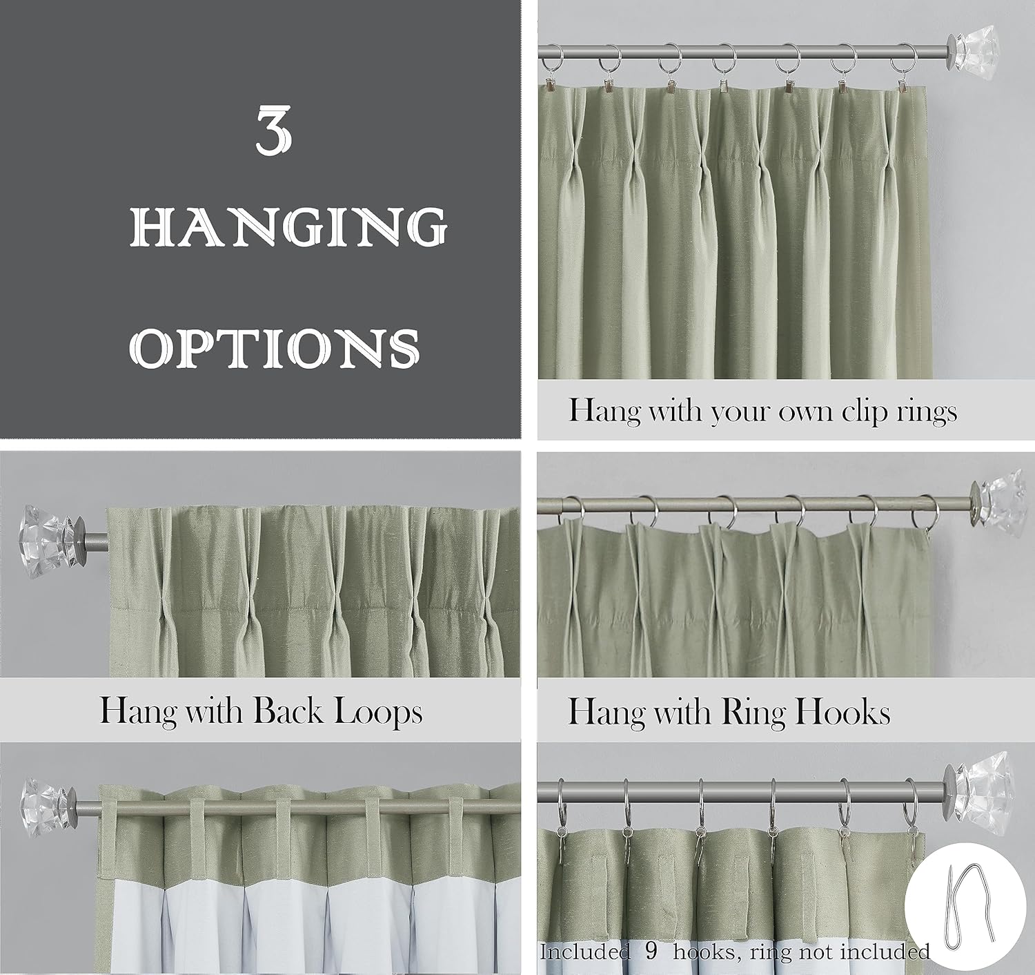 Central Park Central Park Sage Pinch Pleat Blackout Curtain Energy Efficient Luxury Silk Panels 40x95 2 Panels Sage Green - View 5 of 9