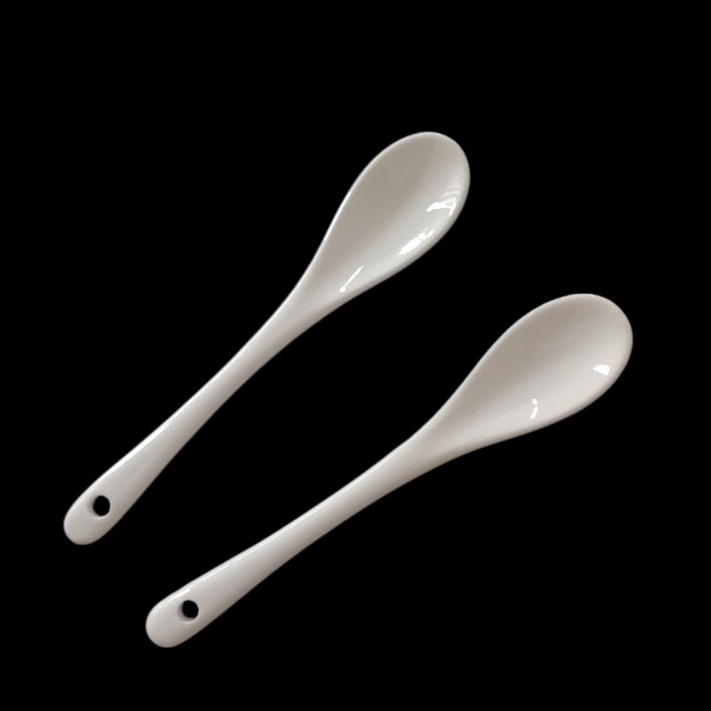 Honkenda White Ceramic Coffee Spoon Set 10 Pack 5 Inch Small Tea Spoons for Ice Cream Appetizers Desserts and Dinner Soup Kitchen Use - View 4 of 7