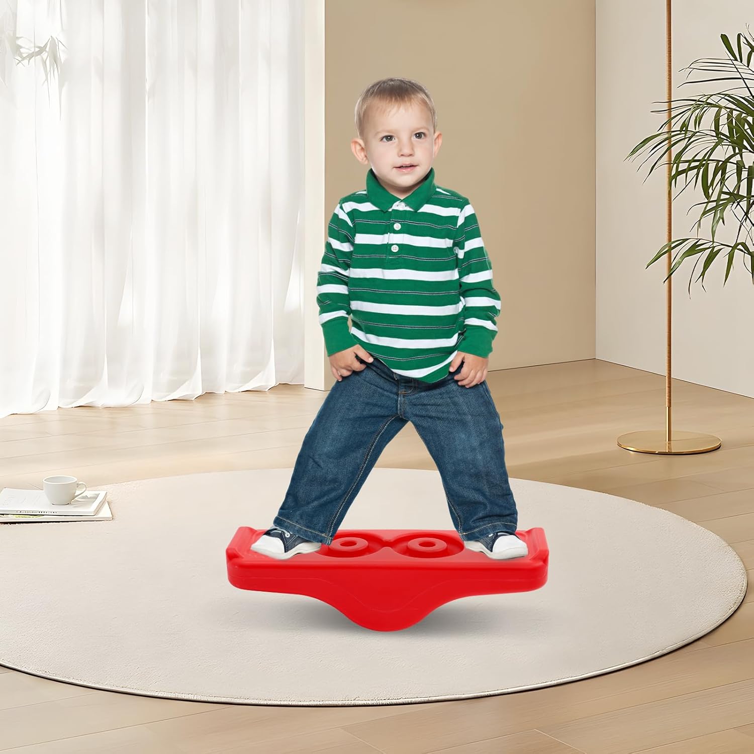 Joonly Kids Rocking Seesaw Balance Board with 5 Wooden Balls for Sensory Training Indoor Outdoor Activity Toy - View 7 of 8