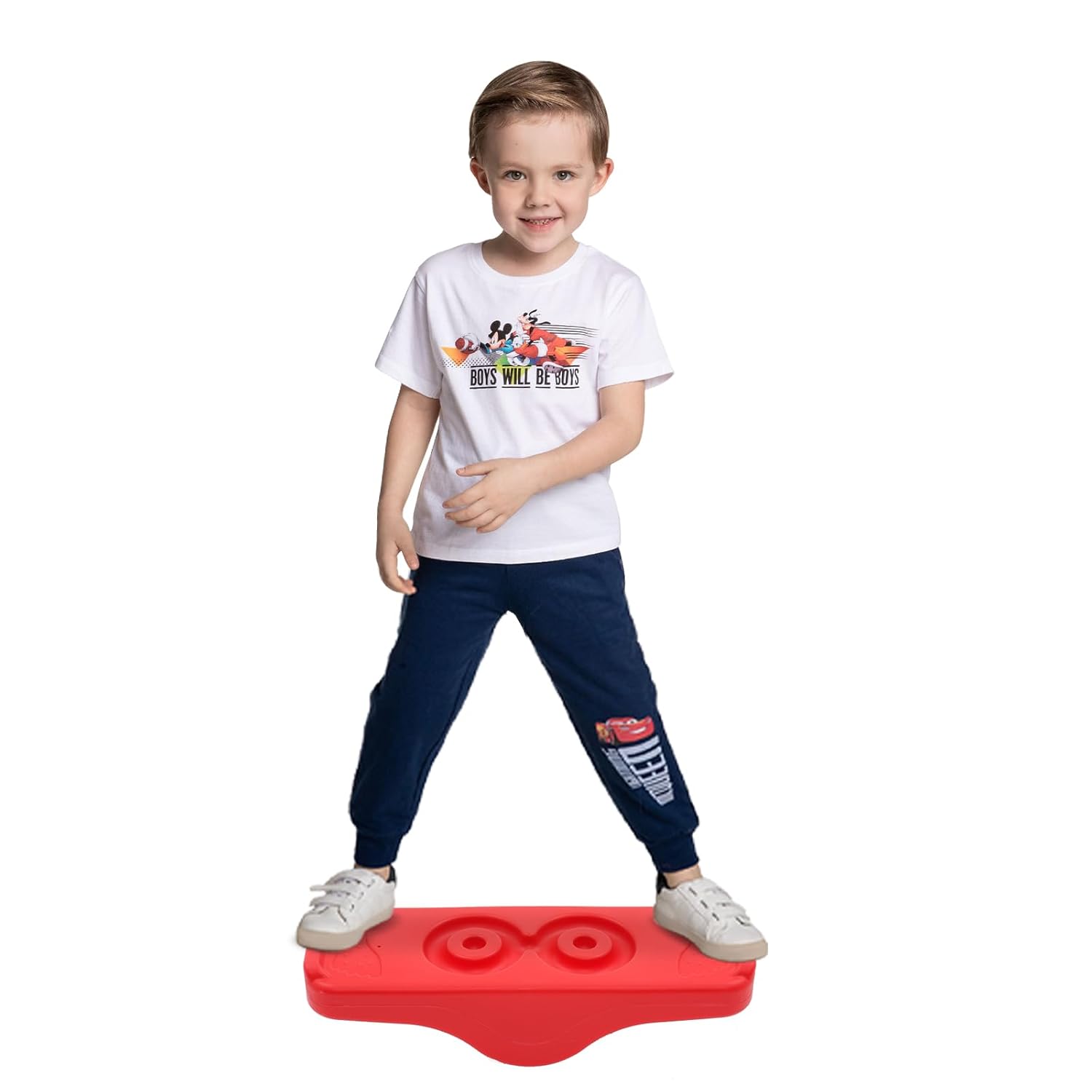 Joonly Kids Rocking Seesaw Balance Board with 5 Wooden Balls for Sensory Training Indoor Outdoor Activity Toy