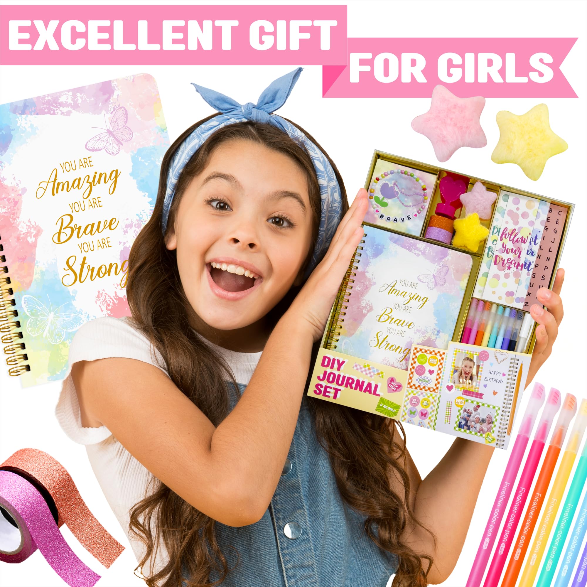 Nollh Nollh DIY Journal Kit for Girls Complete Scrapbook and Diary Supplies Set Perfect Birthday Gift for Ages 8 to 14 - View 2 of 7