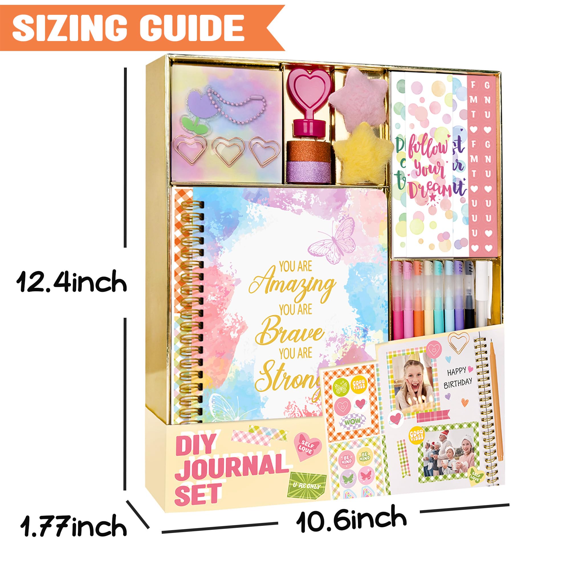 Nollh Nollh DIY Journal Kit for Girls Complete Scrapbook and Diary Supplies Set Perfect Birthday Gift for Ages 8 to 14 - View 6 of 7