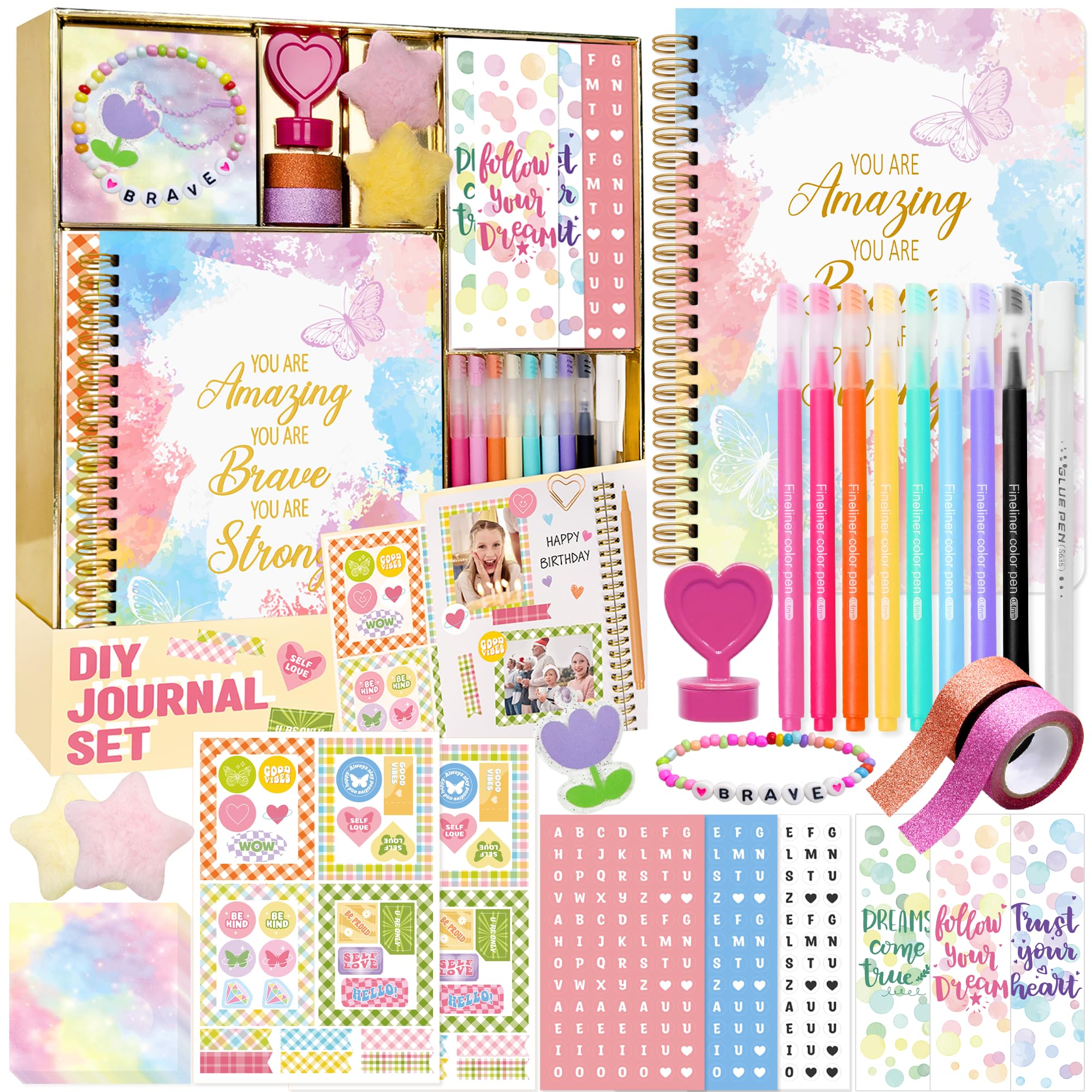 Nollh Nollh DIY Journal Kit for Girls Complete Scrapbook and Diary Supplies Set Perfect Birthday Gift for Ages 8 to 14 - View 7 of 7